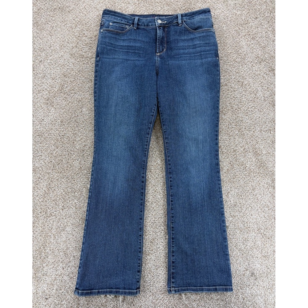 NYDJ Barbara Bootcut Jeans Womens 12P Blue Distressed Workwear Coastal Cowgirl